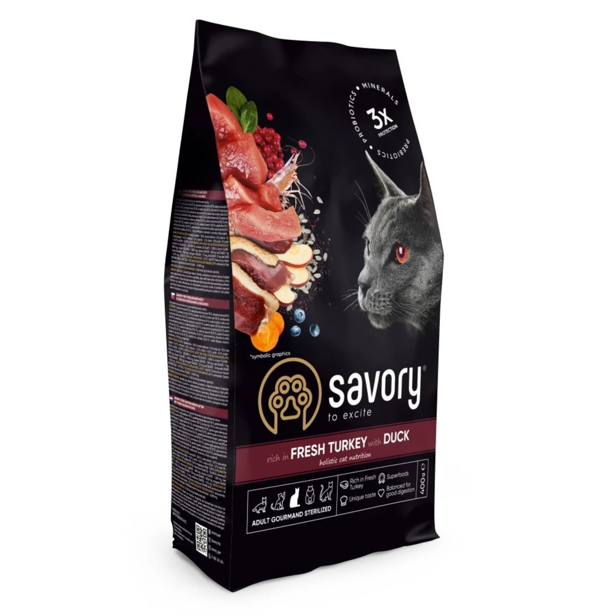 Корм сухий Savory Adult Cat Steril Fresh Turkey with Duck для стерилізованих котів з індичкою та качкою