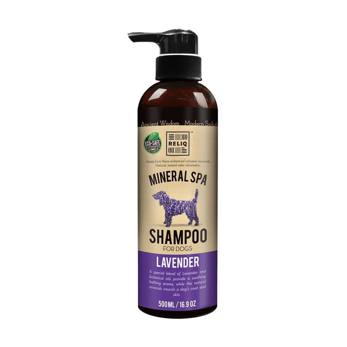 Мінеральний шампунь для собак Reliq Mineral Spa Lavender з екстрактом лаванди для заспокоєння, зволоження шкіри та догляду за шерстю
