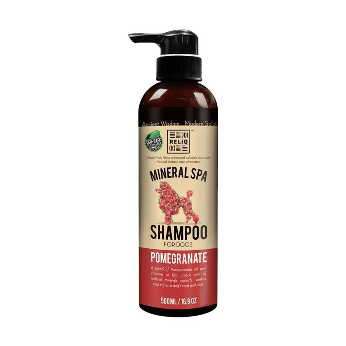 Мінеральний шампунь для собак Reliq Mineral Spa Pomegranate з екстрактом граната для зволоження шкіри та догляду за шерстю